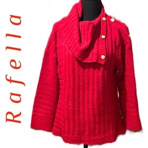 RAFELLA Red Womens Cowl Neck Sweater Sz M